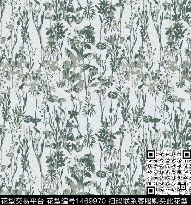 清爽底花卉小碎花多层次数码印花花型下载（图片编号: 1469970） - 瓦栏（Walan）