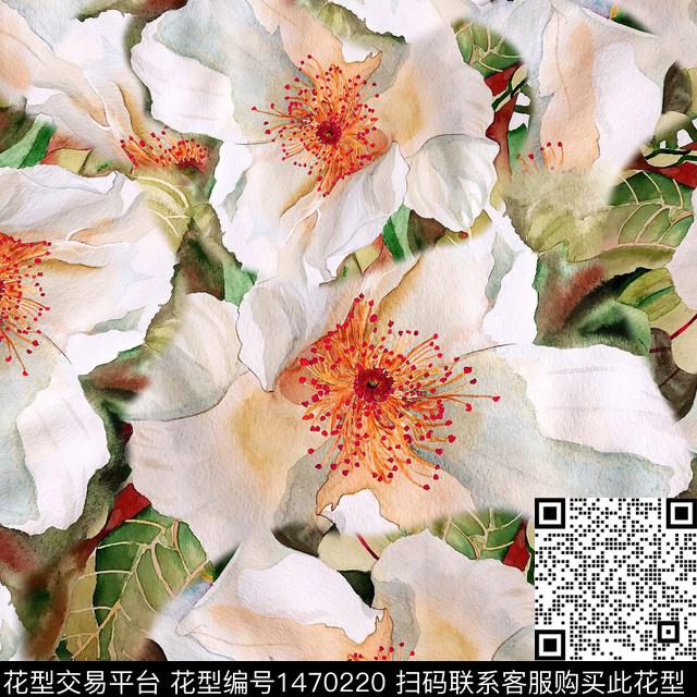 21122201-2.jpg - 1470220 - 手绘花卉 水彩花卉 风格化花卉 - 数码印花花型 － 女装花型设计 － 瓦栏