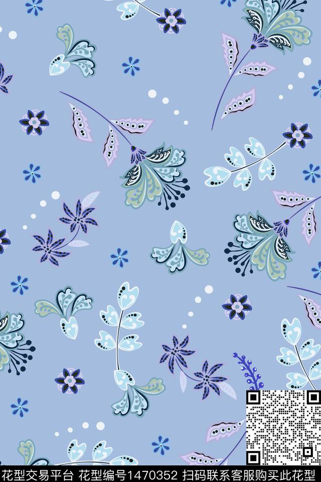 花卉古典花纹大牌风数码印花花型下载（图片编号: 1470352） - 瓦栏（Walan）