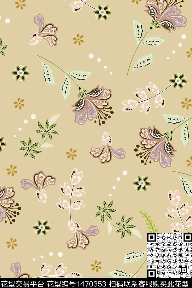 花卉古典花纹大牌风数码印花花型下载（图片编号: 1470353） - 瓦栏（Walan）