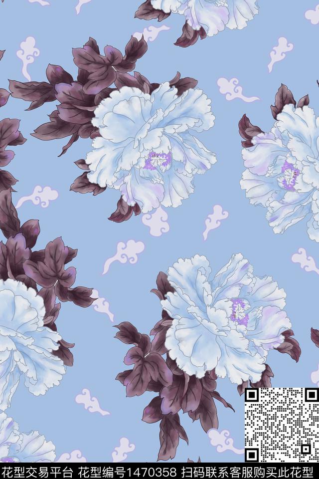 菊花扎染花型花卉数码印花花型下载（图片编号: 1470358） - 瓦栏（Walan）