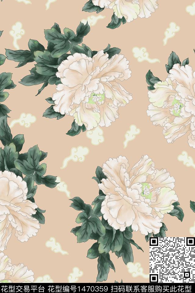 菊花扎染花型花卉数码印花花型下载（图片编号: 1470359） - 瓦栏（Walan）