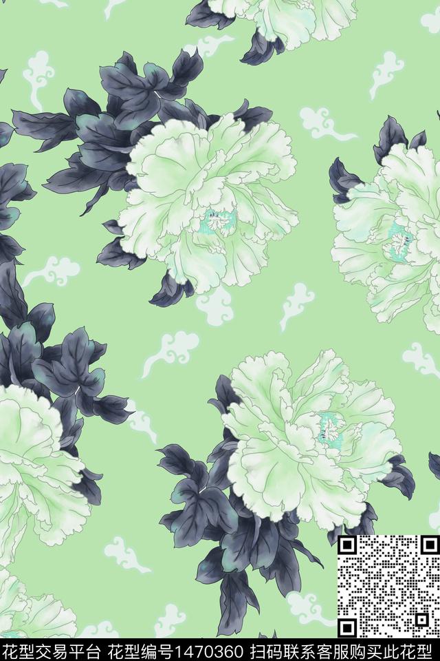 菊花扎染花型花卉数码印花花型下载（图片编号: 1470360） - 瓦栏（Walan）
