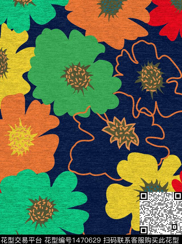 几何数码花型花卉数码印花花型下载（图片编号: 1470629） - 瓦栏（Walan）