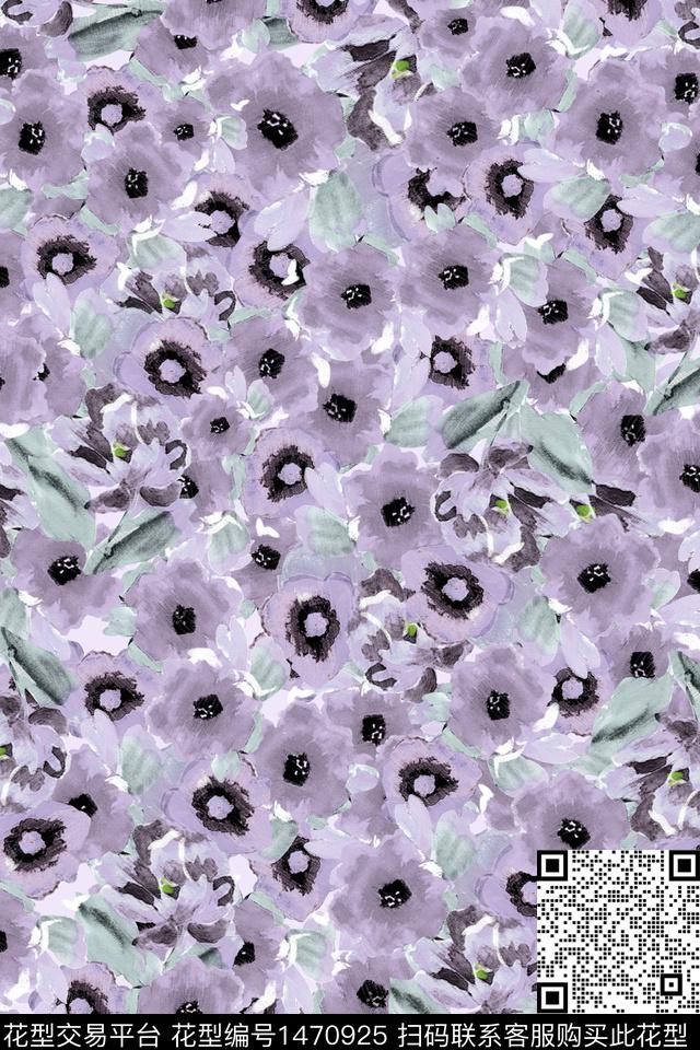 肌理花卉抽象数码印花花型下载（图片编号: 1470925） - 瓦栏（Walan）