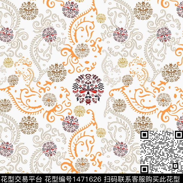 20220101-民族混搭-4-00.jpg - 1471626 - 传统纹样 民族风 佩斯力 - 传统印花花型 － 女装花型设计 － 瓦栏