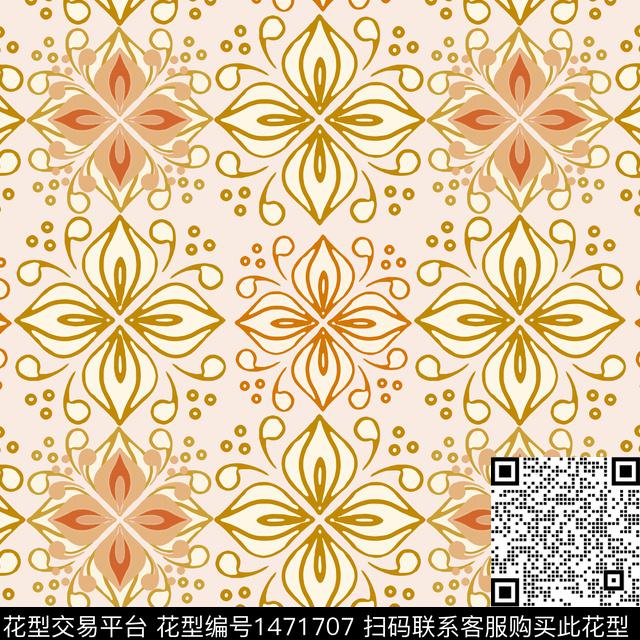 20220107-民族混搭-2-2.jpg - 1471707 - 民族风 花卉 传统花纹 - 传统印花花型 － 女装花型设计 － 瓦栏