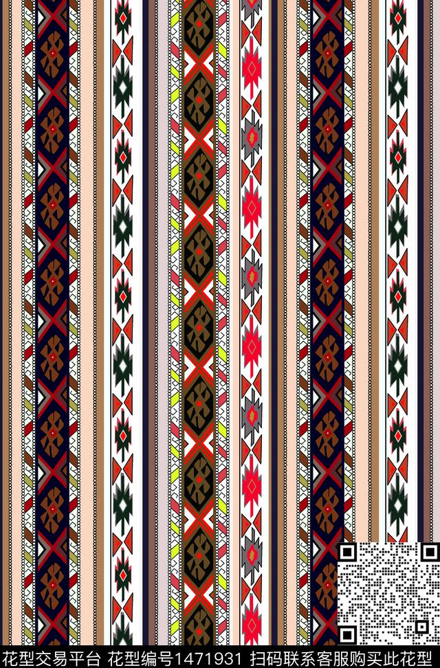 条纹花卉裙数码印花花型下载（图片编号: 1471931） - 瓦栏（Walan）