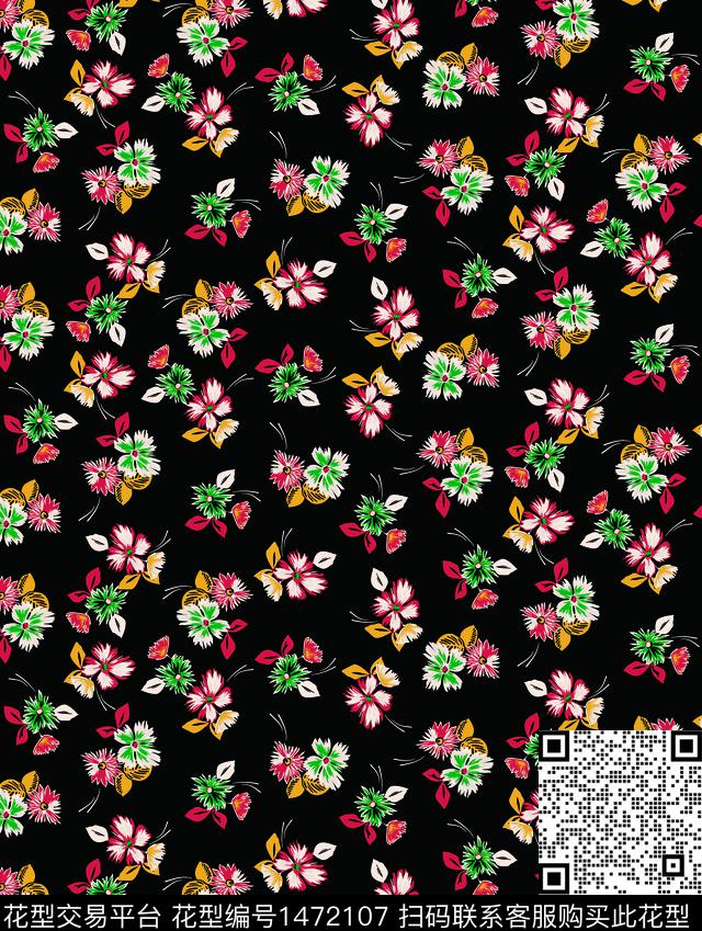 小碎花花卉裙数码印花花型下载（图片编号: 1472107） - 瓦栏（Walan）