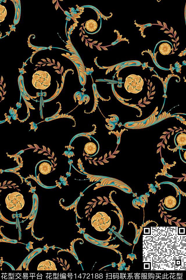 XZ2950.jpg - 1472188 - 民族风 花卉 真丝 - 数码印花花型 － 女装花型设计 － 瓦栏