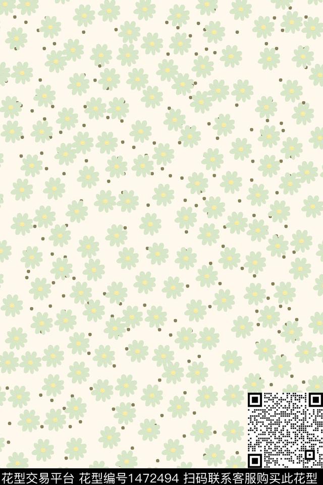 简约抽象小碎花数码印花花型下载（图片编号: 1472494） - 瓦栏（Walan）