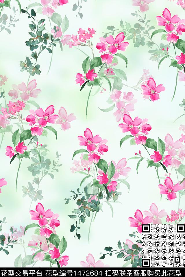 XZ2969.jpg - 1472684 - 花卉 真丝 小碎花 - 数码印花花型 － 女装花型设计 － 瓦栏
