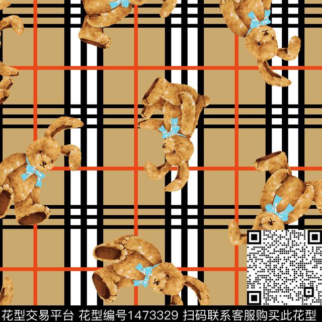 兔子－3.jpg - 1473329 - 卡通人物 格子 古典花纹 - 数码印花花型 － 男装花型设计 － 瓦栏