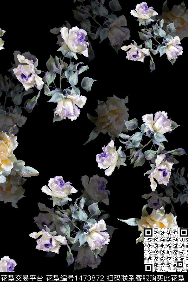 XZ2985.jpg - 1473872 - 时尚 花卉 真丝 - 数码印花花型 － 女装花型设计 － 瓦栏