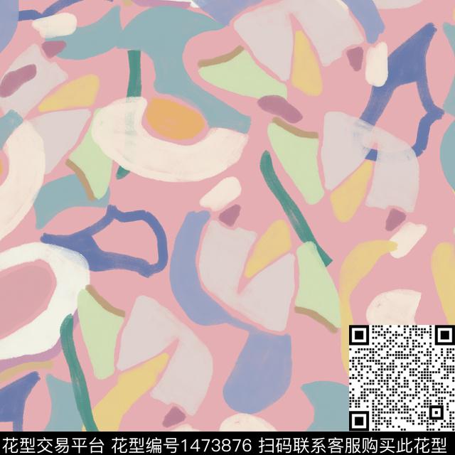 四方连续数码花型 女装.jpg - 1473876 - 几何 简约 抽象 - 数码印花花型 － 女装花型设计 － 瓦栏