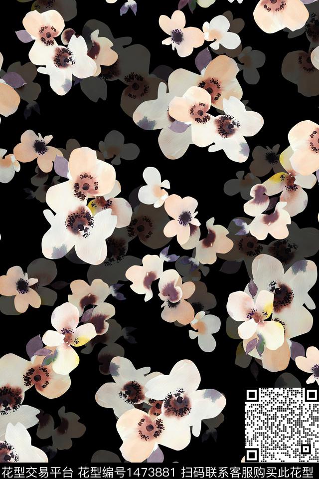 Z12104.jpg - 1473881 - 黑底花卉 花卉 大牌风 - 数码印花花型 － 女装花型设计 － 瓦栏