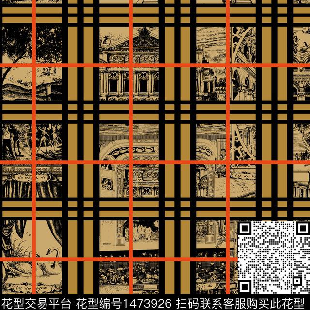 宫廷三.jpg - 1473926 - 格子 BURBERRY 大牌男装 - 数码印花花型 － 男装花型设计 － 瓦栏