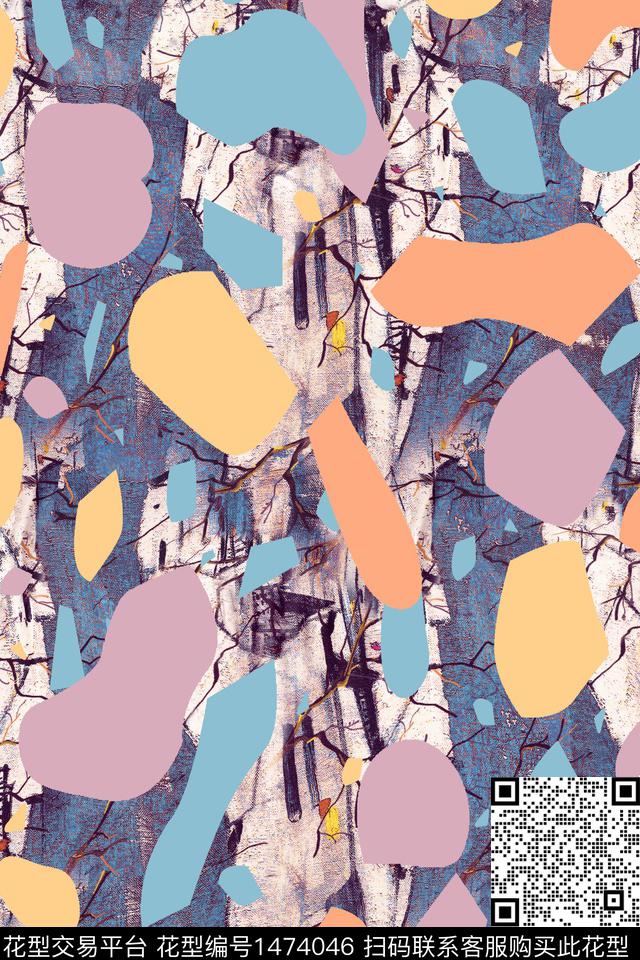 Orst_JRS0401-2.jpg - 1474046 - 撞色 几何 抽象花卉 - 数码印花花型 － 女装花型设计 － 瓦栏