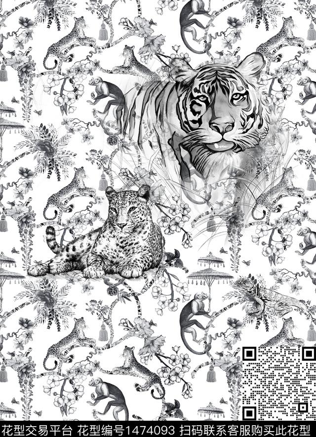 老虎-2.jpg - 1474093 - 动物 豹子 大牌男装 - 数码印花花型 － 男装花型设计 － 瓦栏