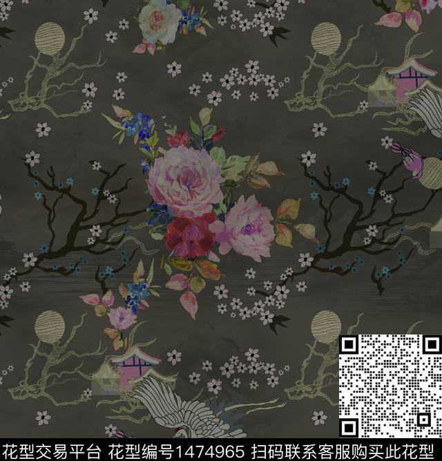 复古民族风花卉数码印花花型下载（图片编号: 1474965） - 瓦栏（Walan）