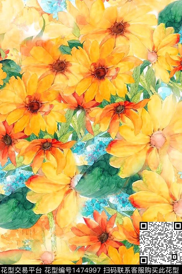 中老年满版散花数码印花花型下载（图片编号: 1474997） - 瓦栏（Walan）