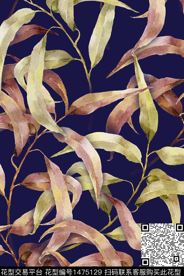绿植树叶女装植物数码印花花型下载（图片编号: 1475129） - 瓦栏（Walan）