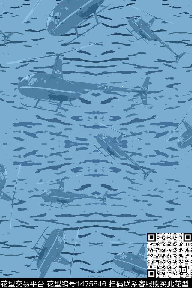 日本春夏花型飞机数码印花花型下载（图片编号: 1475646） - 瓦栏（Walan）
