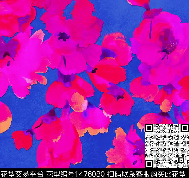 水彩花卉抽象传统印花花型下载（图片编号: 1476080） - 瓦栏（Walan）