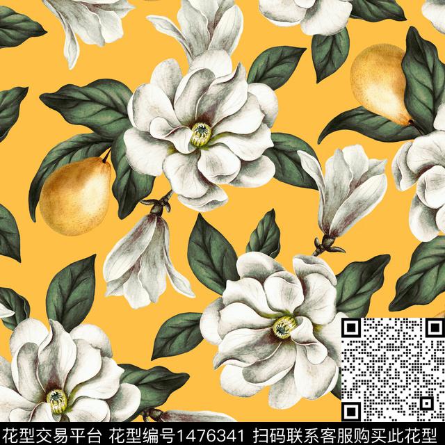 花卉大牌风大花数码印花花型下载（图片编号: 1476341） - 瓦栏（Walan）