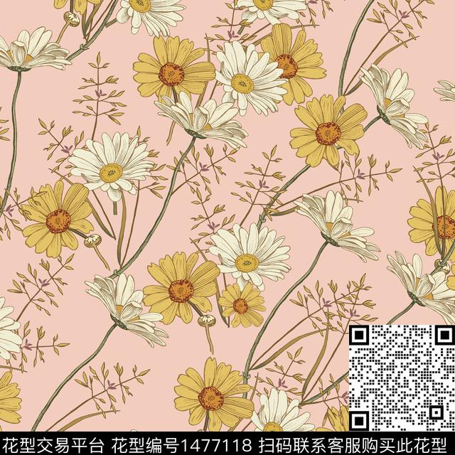 绿植树叶春夏花型大牌风数码印花花型下载（图片编号: 1477118） - 瓦栏（Walan）