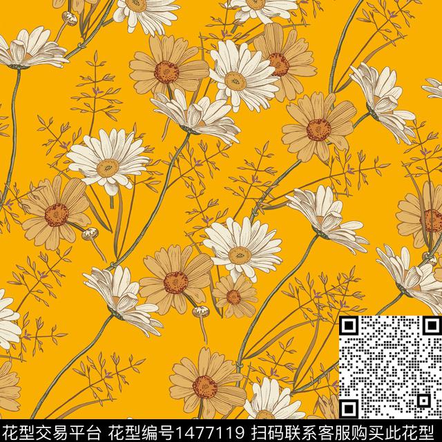 绿植树叶春夏花型大牌风数码印花花型下载（图片编号: 1477119） - 瓦栏（Walan）