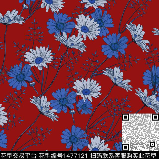 绿植树叶春夏花型大牌风数码印花花型下载（图片编号: 1477121） - 瓦栏（Walan）