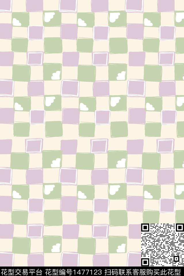 菱形几何格子传统印花花型下载（图片编号: 1477123） - 瓦栏（Walan）