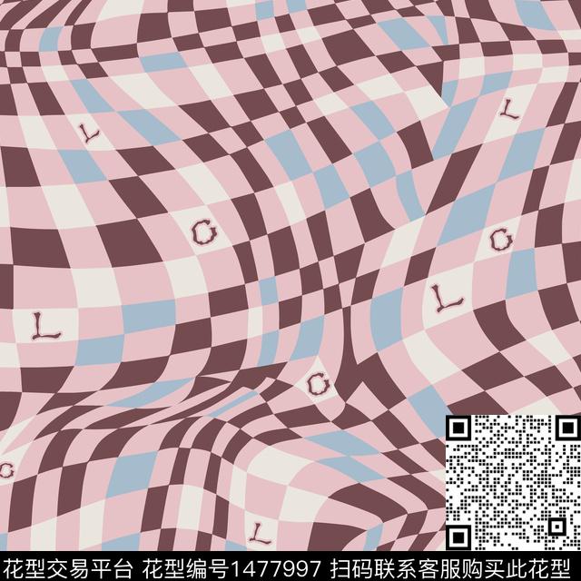 格子字母大牌风传统印花花型下载（图片编号: 1477997） - 瓦栏（Walan）