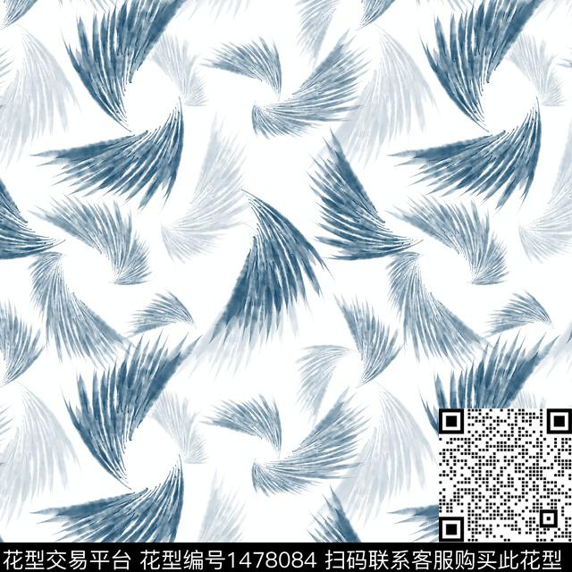 抽象手绘羽毛飘飘数码印花花型下载（图片编号: 1478084） - 瓦栏（Walan）