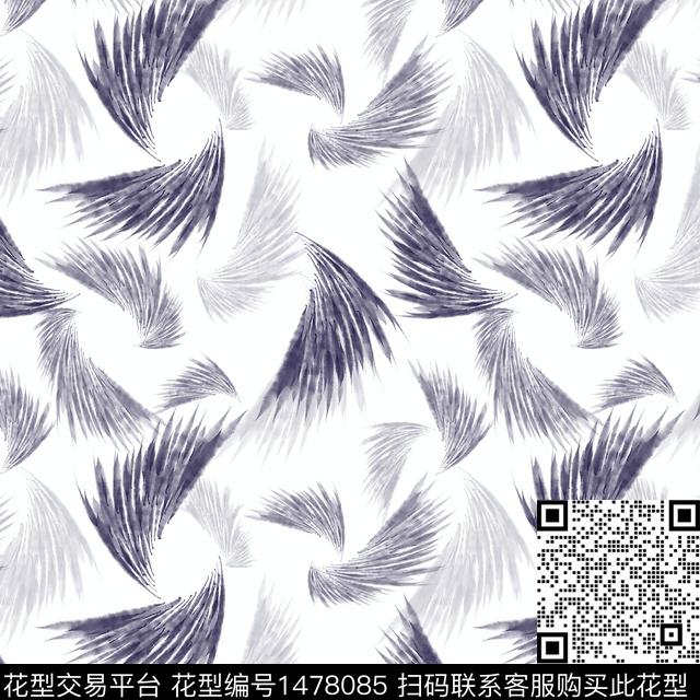 抽象手绘羽毛飘飘数码印花花型下载（图片编号: 1478085） - 瓦栏（Walan）