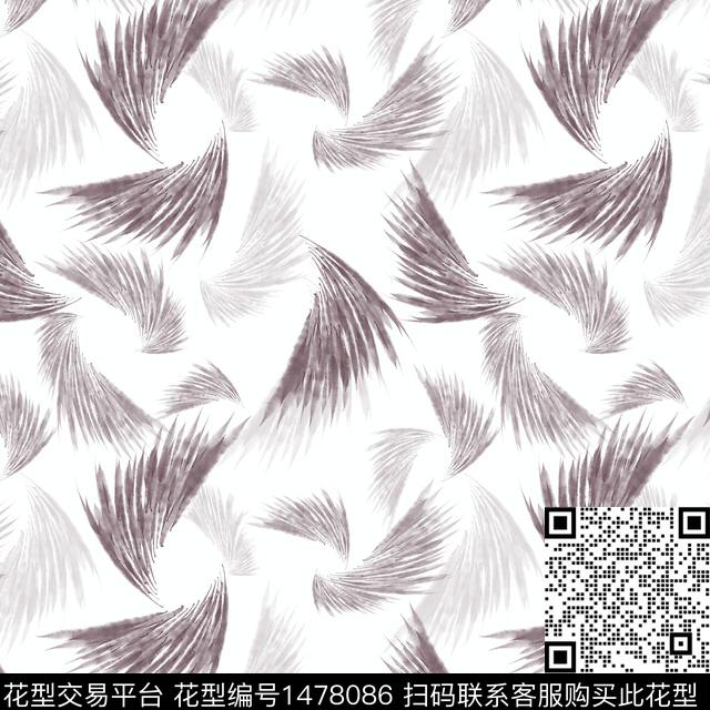 抽象手绘羽毛飘飘数码印花花型下载（图片编号: 1478086） - 瓦栏（Walan）