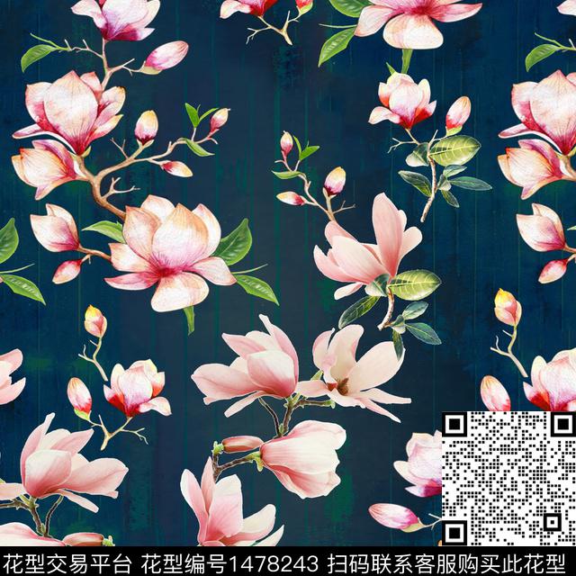 大牌风手绘花卉满版花卉传统印花花型下载（图片编号: 1478243） - 瓦栏（Walan）