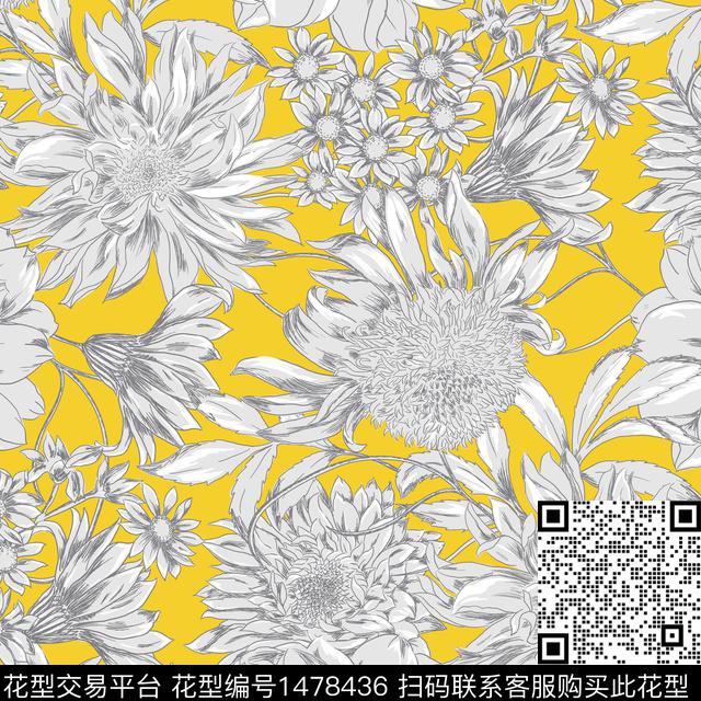 1 (12).jpg - 1478436 - 花卉 春夏花型 小碎花 - 传统印花花型 － 床品花型设计 － 瓦栏