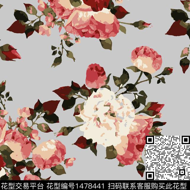 1 (17).jpg - 1478441 - 几何花卉 时尚 花卉 - 传统印花花型 － 床品花型设计 － 瓦栏