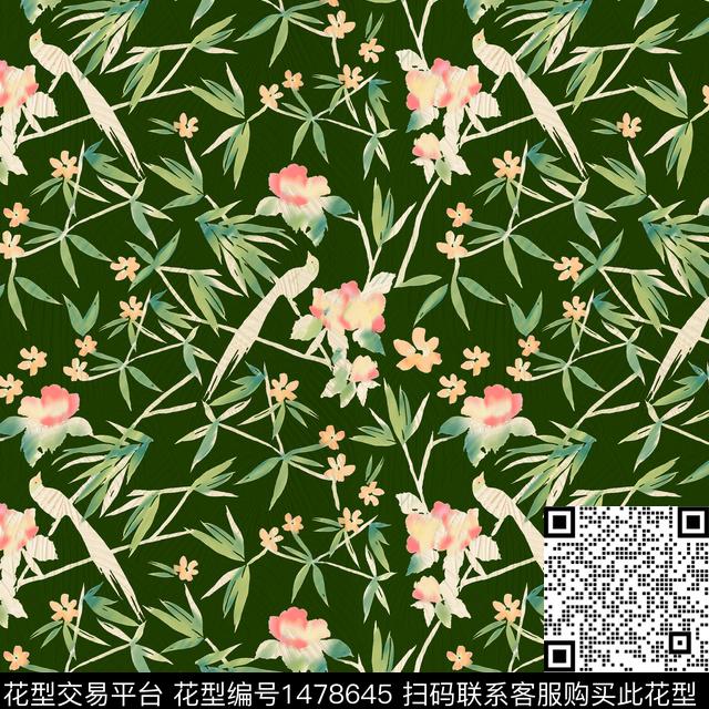 花卉花卉植物传统印花花型下载（图片编号: 1478645） - 瓦栏（Walan）