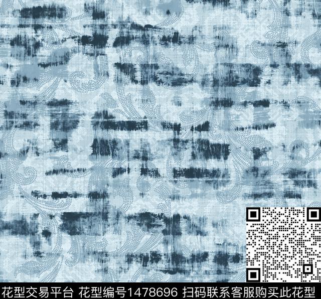 灰色花水彩女装传统印花花型下载（图片编号: 1478696） - 瓦栏（Walan）