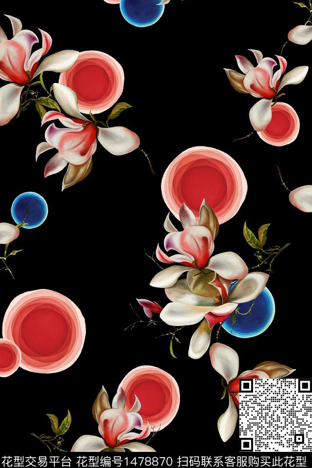 几何花卉春夏花型数码印花花型下载（图片编号: 1478870） - 瓦栏（Walan）