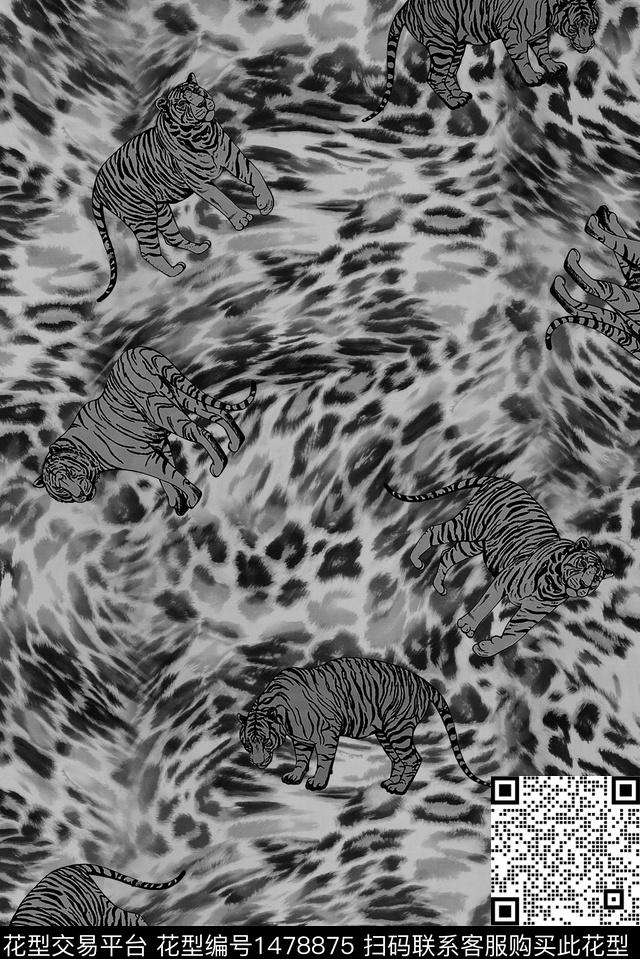 老虎春夏花型大牌风数码印花花型下载（图片编号: 1478875） - 瓦栏（Walan）