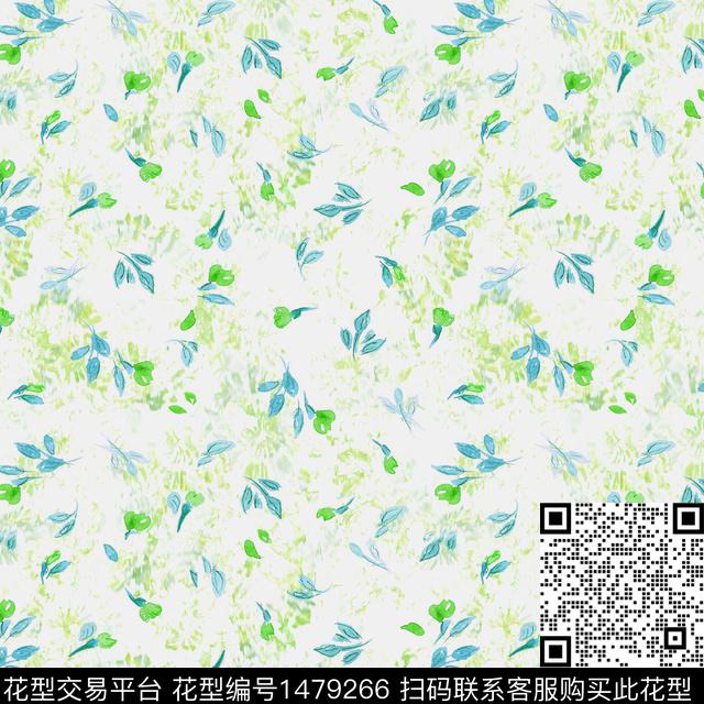 绿植树叶花卉连枝花数码印花花型下载（图片编号: 1479266） - 瓦栏（Walan）