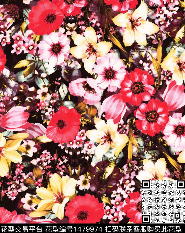 hl00429.jpg - 1479974 - 几何 民族风 花卉 - 数码印花花型 － 女装花型设计 － 瓦栏