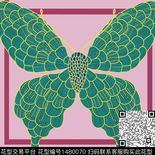 蝴蝶抱枕.jpg - 1480070 - 花卉蝴蝶 花卉 大牌风 - 数码印花花型 － 床品花型设计 － 瓦栏