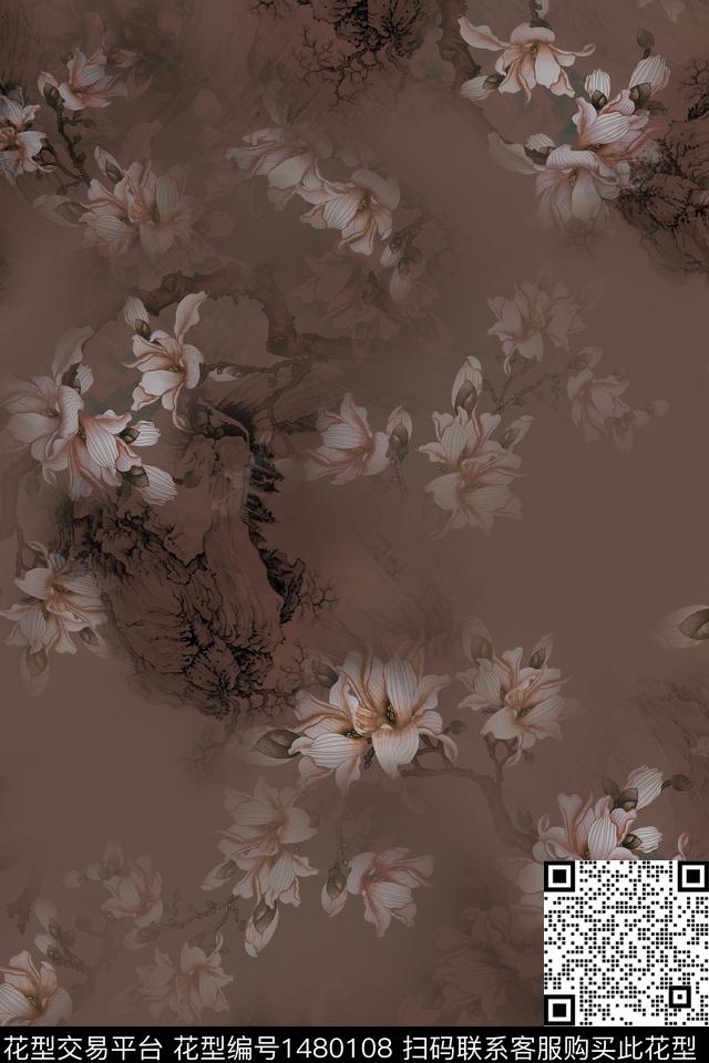 Orst_dwy1466A.jpg - 1480108 - 花卉 香云纱 中国 - 数码印花花型 － 女装花型设计 － 瓦栏