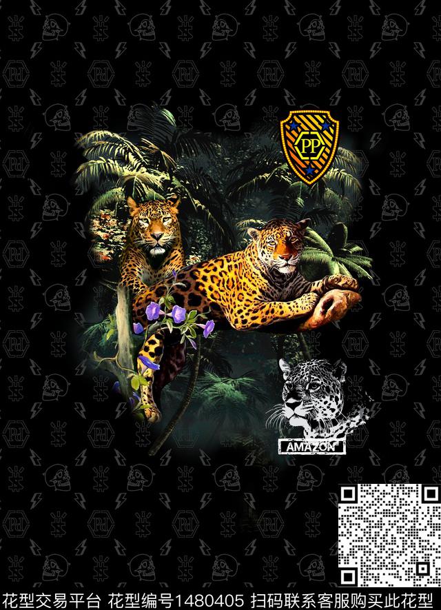 三豹子-1.jpg - 1480405 - PHILIPP PLEIN 豹子 大牌风 - 数码印花花型 － 男装花型设计 － 瓦栏
