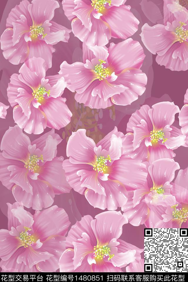 2.23紫色.jpg - 1480851 - 绿植树叶 定位花 民族风 - 数码印花花型 － 女装花型设计 － 瓦栏